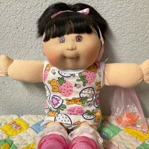 RARE Vintage Cabbage Patch Kid Mattel Girl Black Hair Brown Eyes CK47 1988